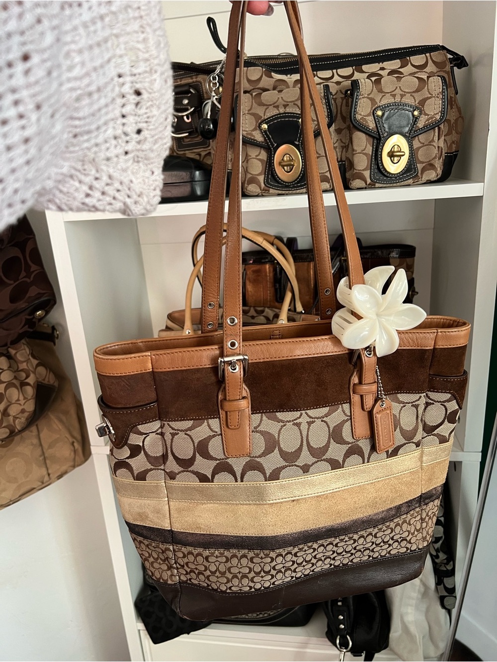Y2K ICONIC Coach Signature Stripe Patchwork Tote - Picture 7 of 16